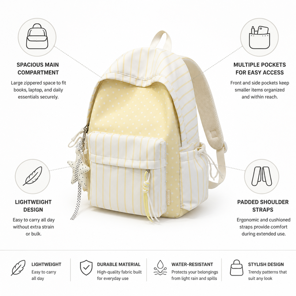 Versatile and Lightweight School Backpack with Padded Straps