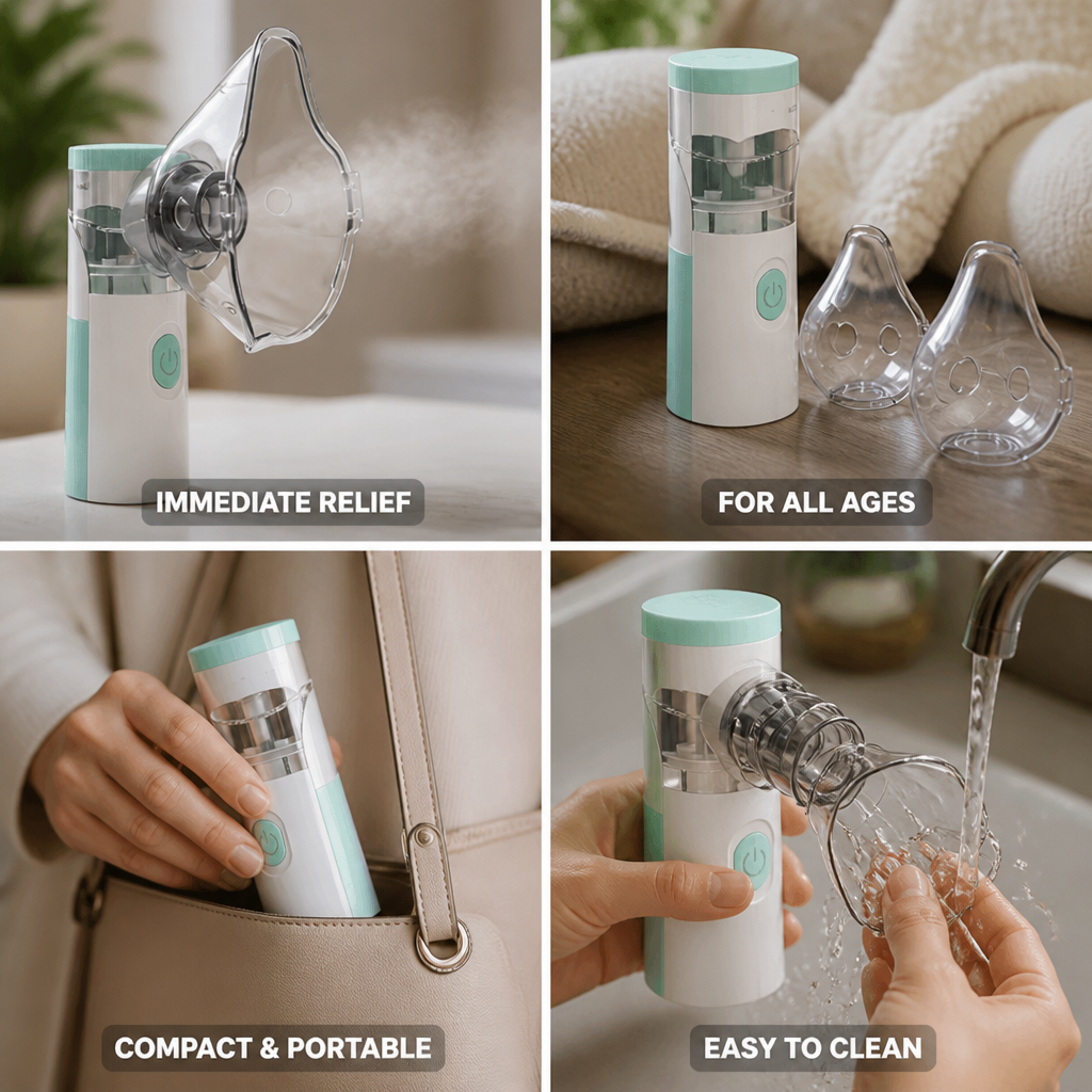 Compact Handheld Nebulizer with Dual Mouthpieces for Fast Relief