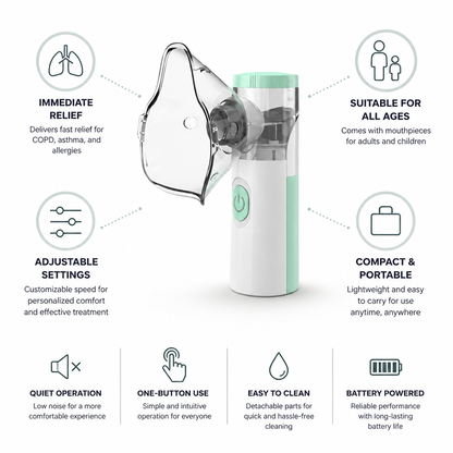 Compact Handheld Nebulizer with Dual Mouthpieces for Fast Relief