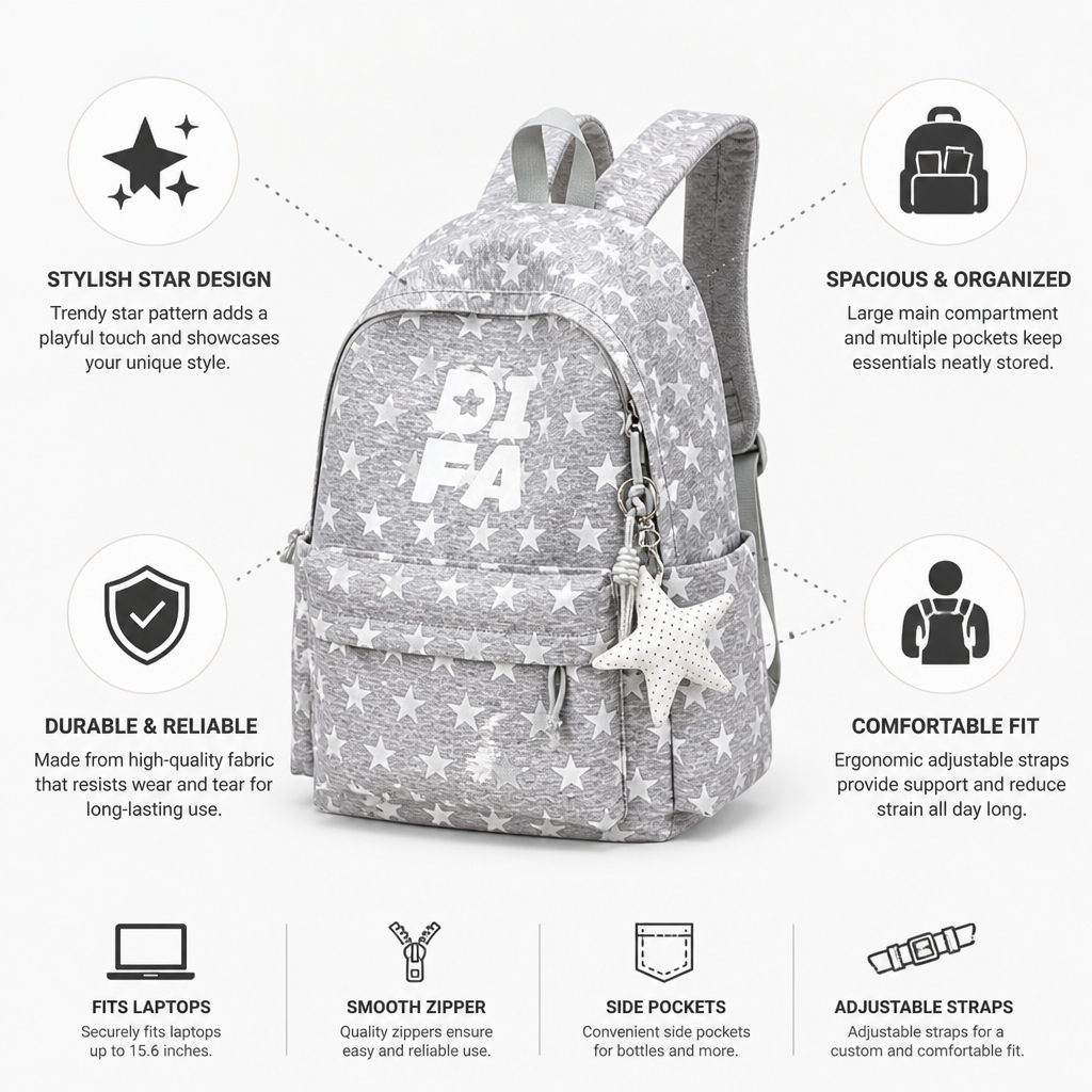 Vibrant Starry Design Everyday Backpack for School