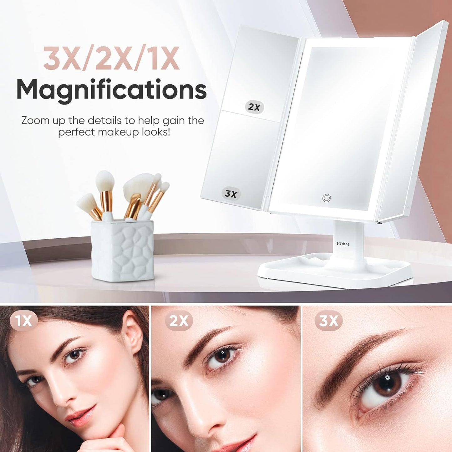 Illuminate Your Beauty | Tri-Fold LED Makeup Mirror
