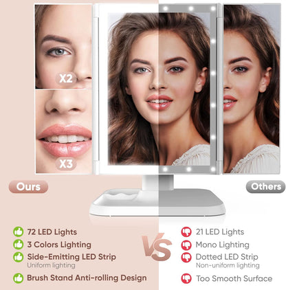 Illuminate Your Beauty | Tri-Fold LED Makeup Mirror