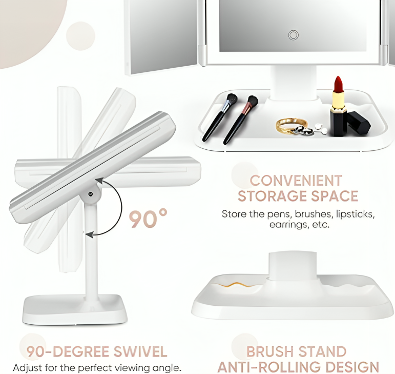 Illuminate Your Beauty | Tri-Fold LED Makeup Mirror