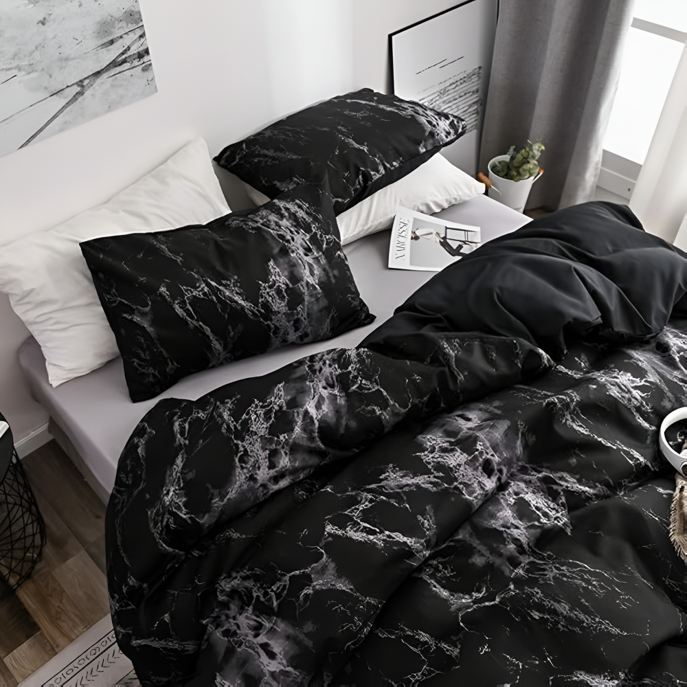 Elegant Black Marble | 3-Piece Bedding Ensemble