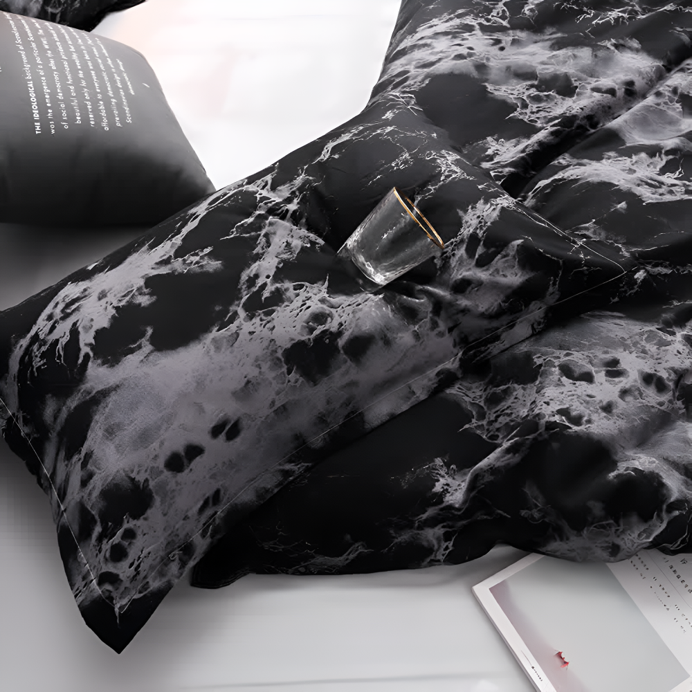 Elegant Black Marble | 3-Piece Bedding Ensemble