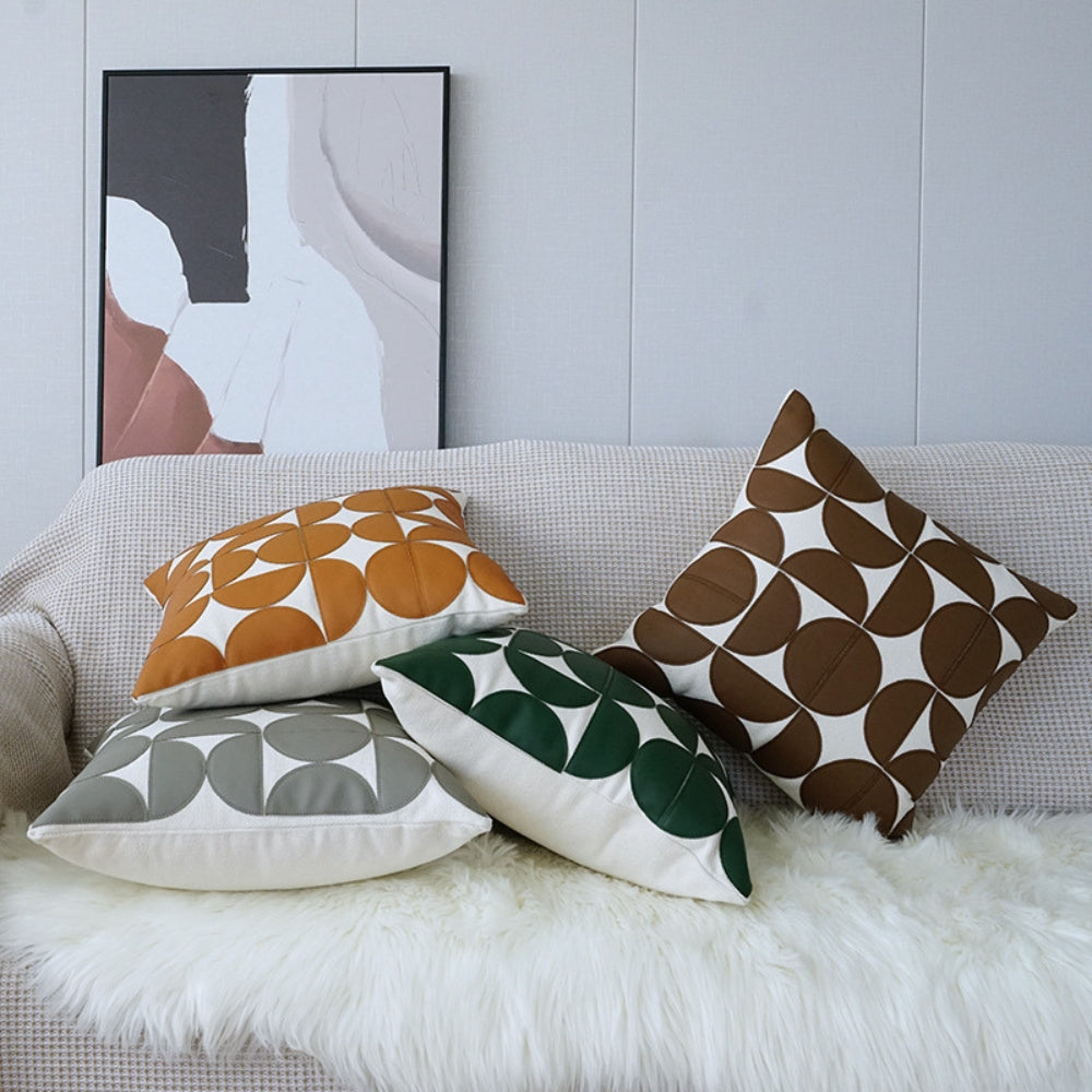Chic Geometric Faux Leather Cushion Cover for Modern Homes