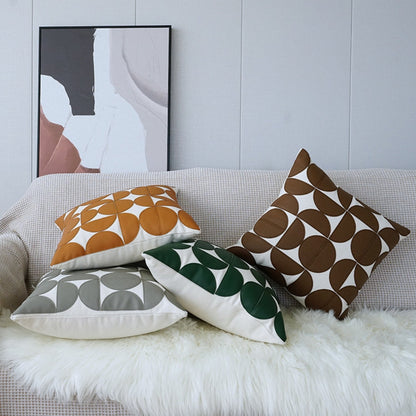 Chic Geometric Faux Leather Cushion Cover for Modern Homes