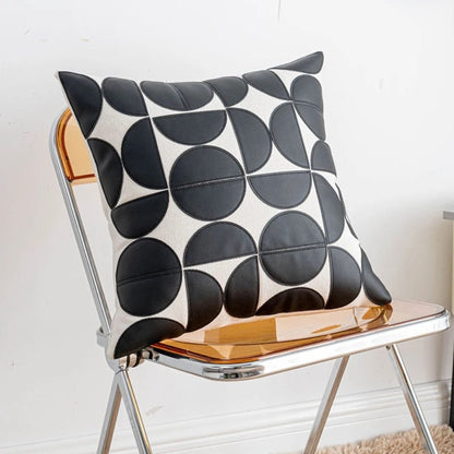 Chic Geometric Faux Leather Cushion Cover for Modern Homes
