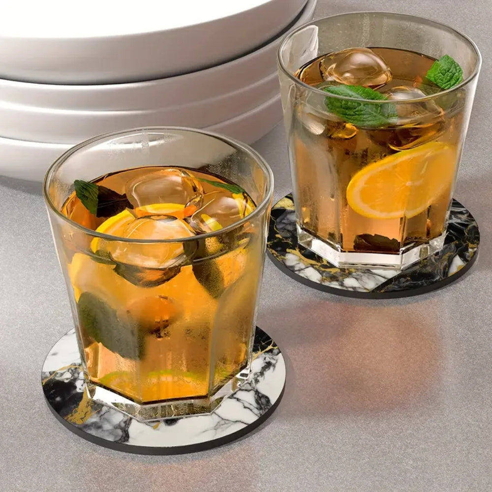 Elegant Marble-Inspired Drink Coasters | Set of 5
