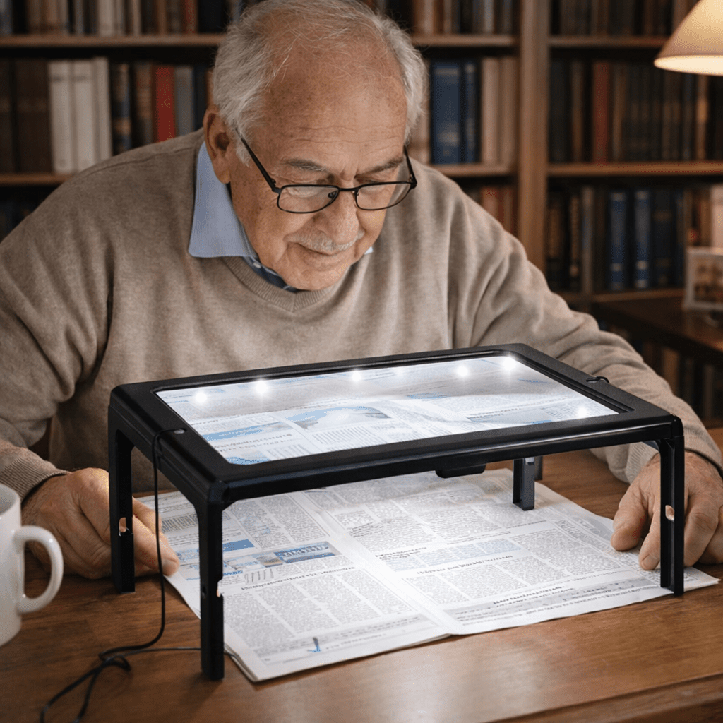 Lighted Folding Magnifier for Reading and Table Use