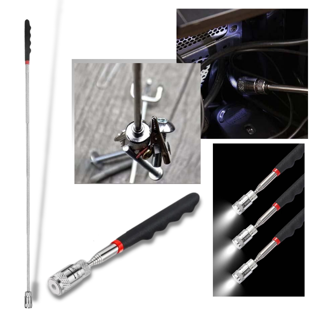Extendable Magnetic Retrieval Tool with LED Light