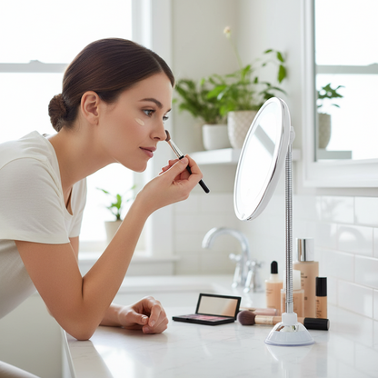 Versatile LED Vanity Mirror with Adjustable Suction Mount