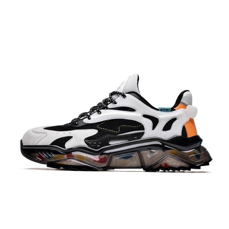 Men's Sneakers with Mesh Design and Script Detail