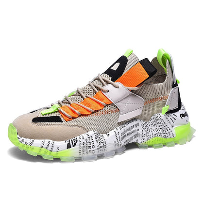 Men's Sneakers with Mesh Design and Script Detail