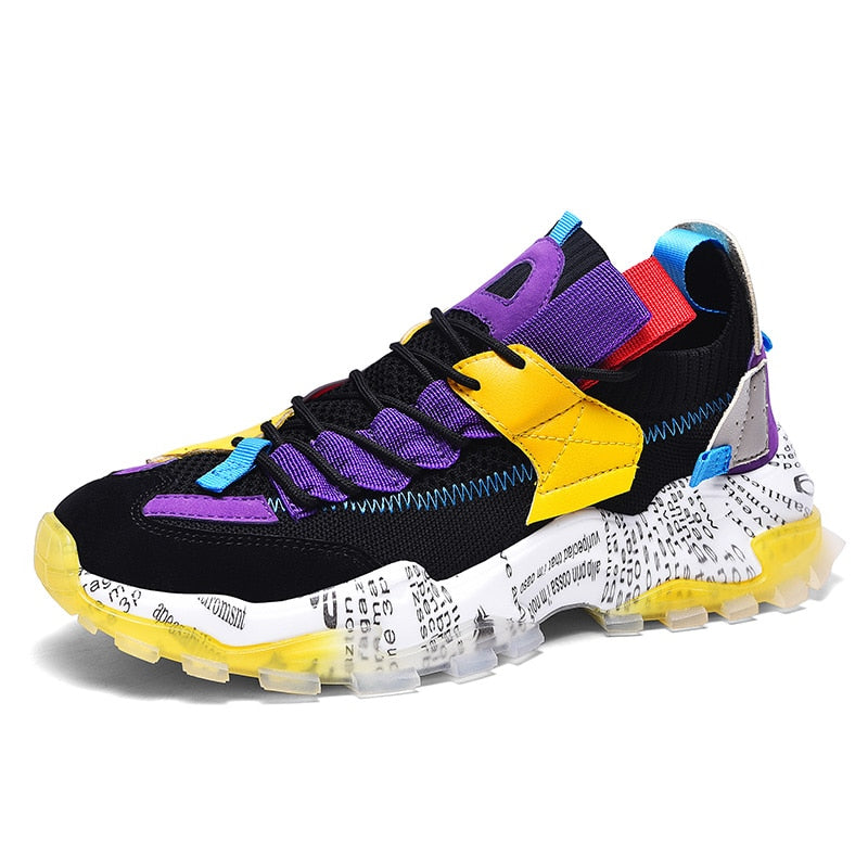 Men's Sneakers with Mesh Design and Script Detail