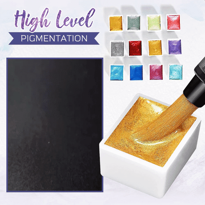 Metallic Watercolor Painting Set - Highly Pigmented Shimmer Colors, Fast Drying