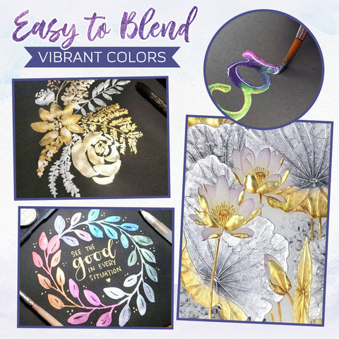 Metallic Watercolor Painting Set - Highly Pigmented Shimmer Colors, Fast Drying