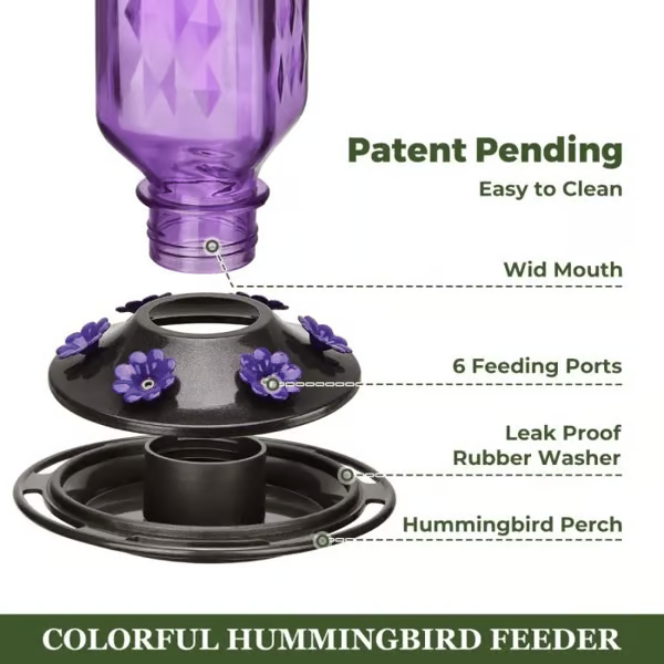 Elegant Hummingbird Nectar Feeder with Easy Clean Design