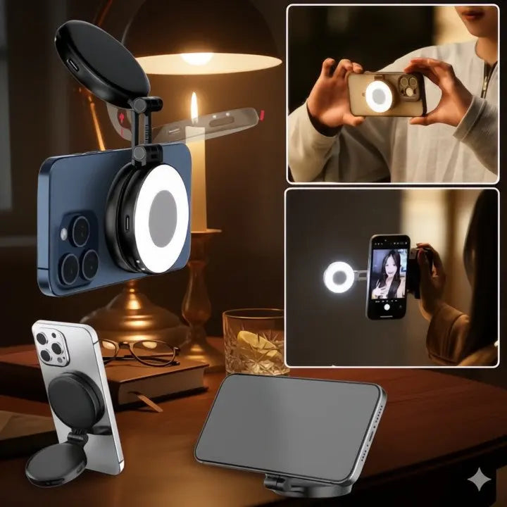 Portable Selfie Ring Light with Clamp – Magnetic and Rechargeable LumiClip