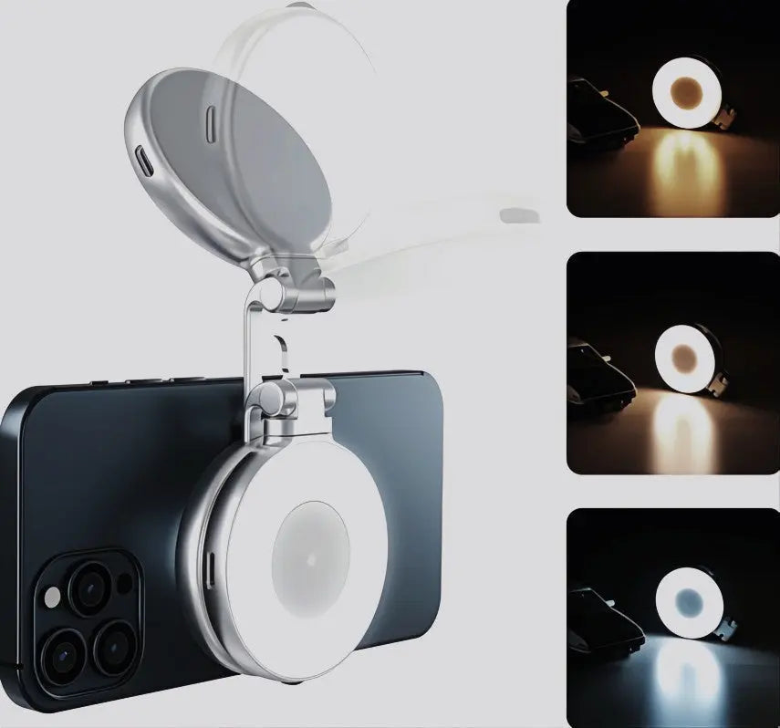 Portable Selfie Ring Light with Clamp – Magnetic and Rechargeable LumiClip