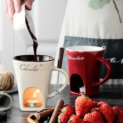 Elegant Ceramic Chocolate Fondue Set for Cozy Moments