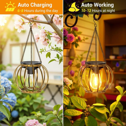 Solar Hanging Lantern - Teardrop Design for Outdoor Decor