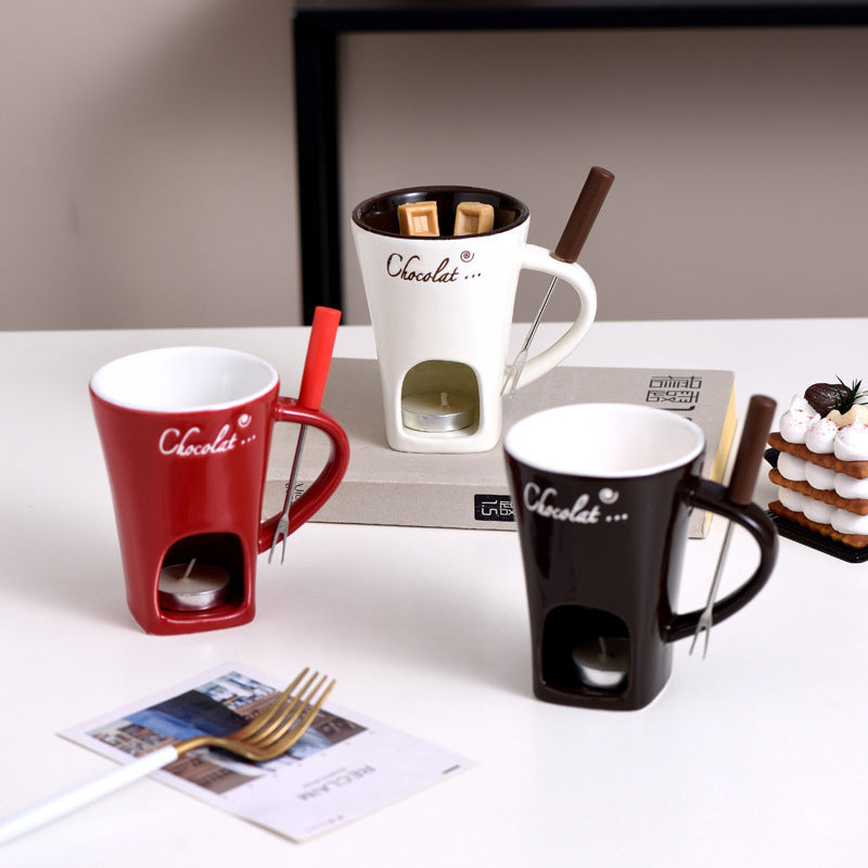 Elegant Ceramic Chocolate Fondue Set for Cozy Moments