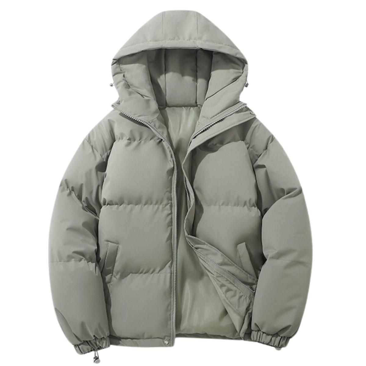 Cotton-Lined Winter Coat for All Genders with Detachable Hood
