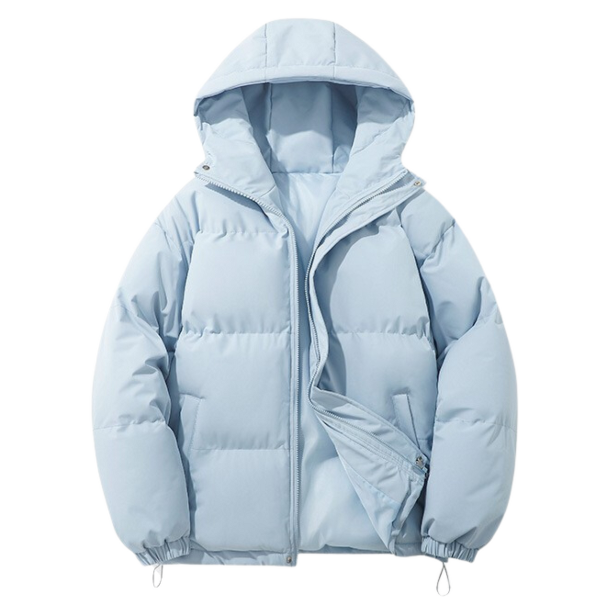 Cotton-Lined Winter Coat for All Genders with Detachable Hood