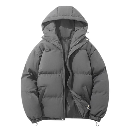 Cotton-Lined Winter Coat for All Genders with Detachable Hood