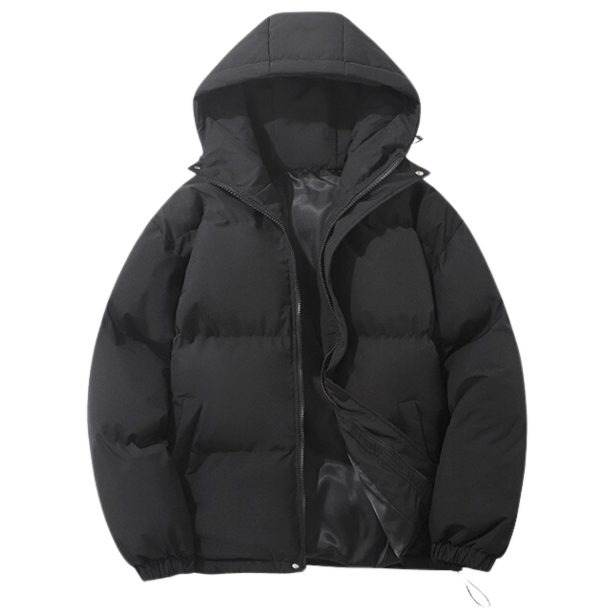 Cotton-Lined Winter Coat for All Genders with Detachable Hood
