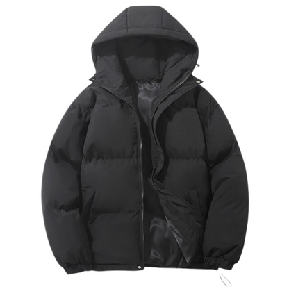 Cotton-Lined Winter Coat for All Genders with Detachable Hood