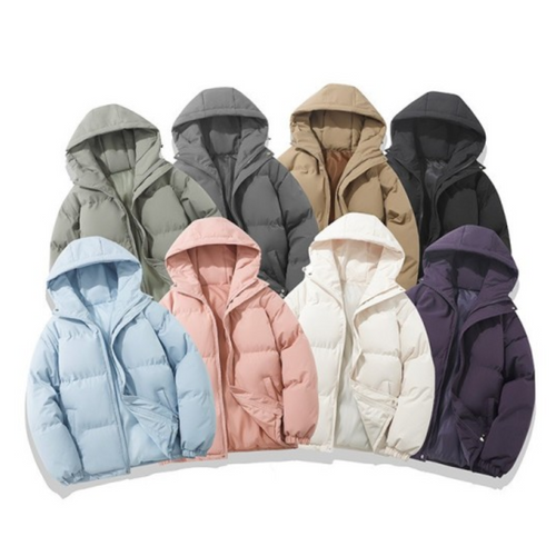 Cotton-Lined Winter Coat for All Genders with Detachable Hood