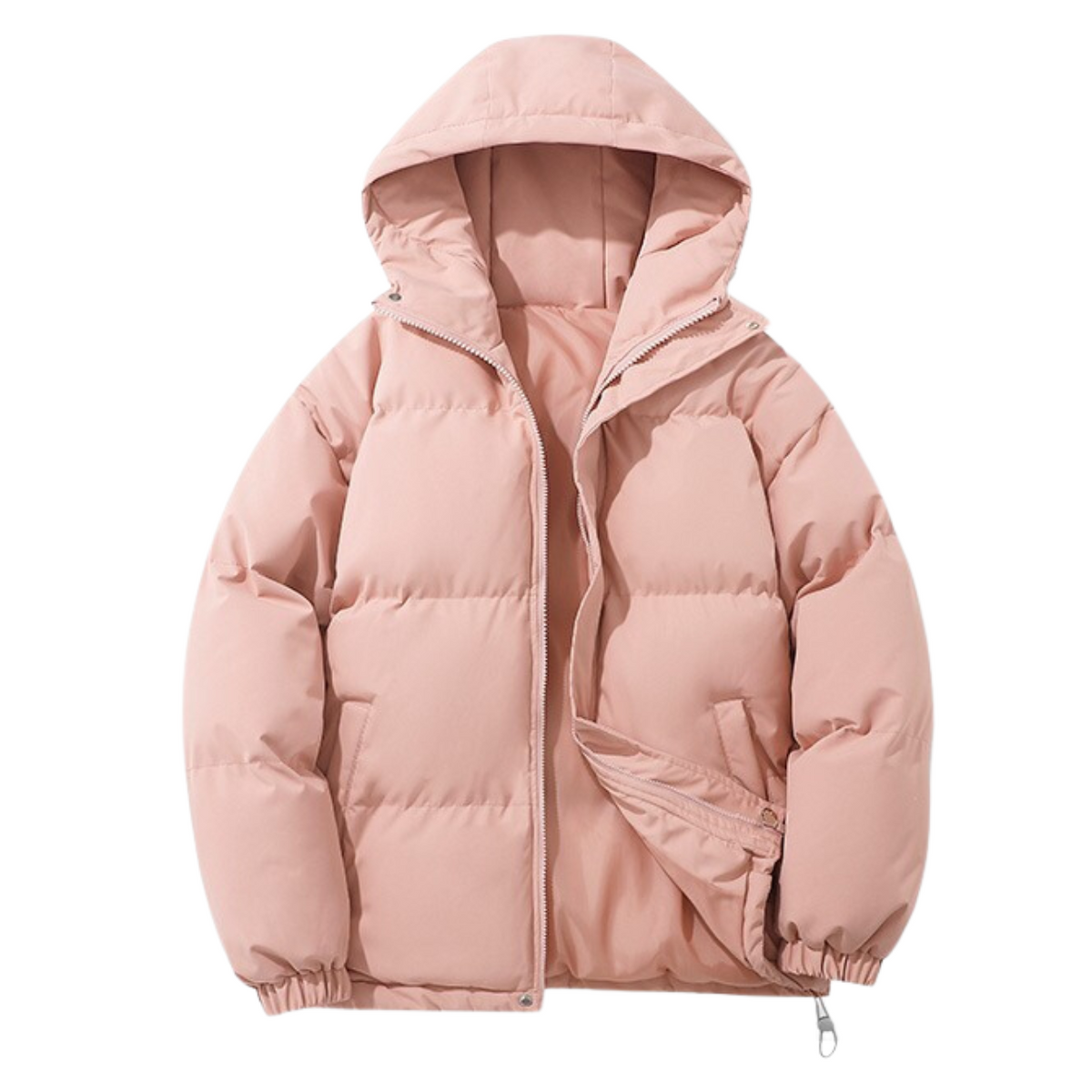 Cotton-Lined Winter Coat for All Genders with Detachable Hood