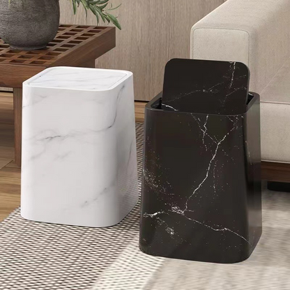 360° Rotating Lid Trash Bin with Marble Pattern