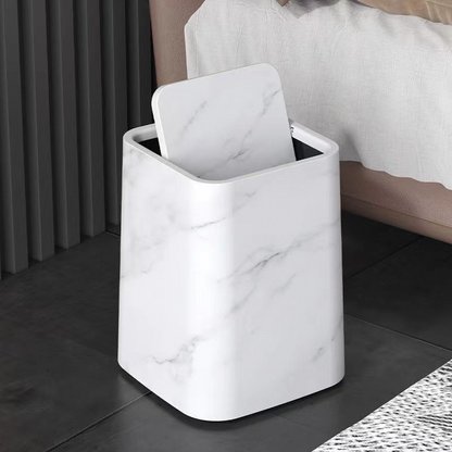 360° Rotating Lid Trash Bin with Marble Pattern