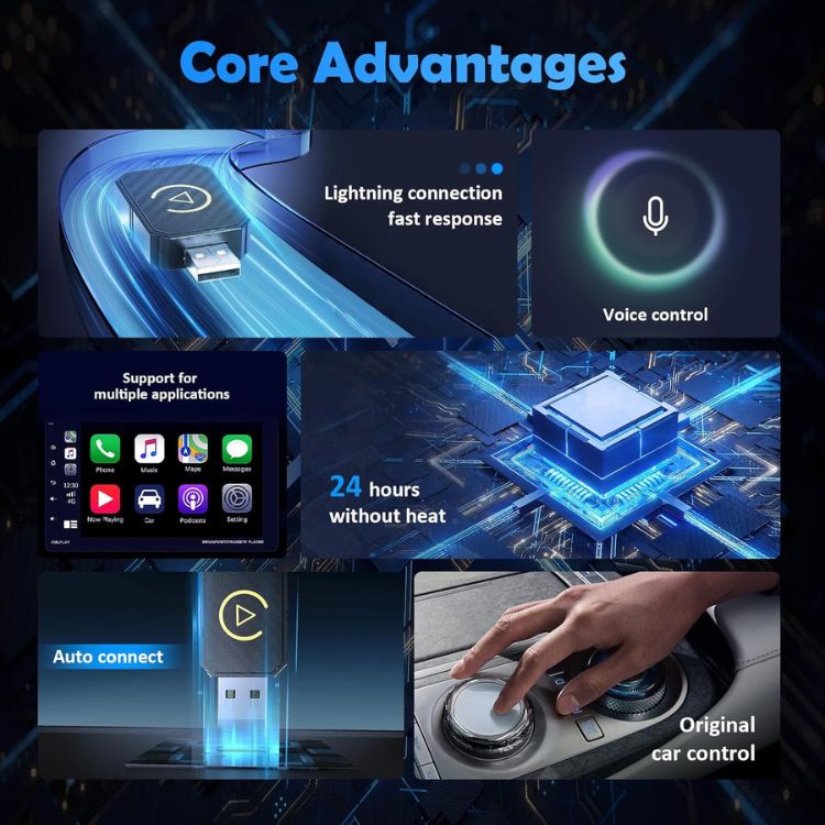 Wireless CarPlay Adapter for iOS and Android Devices