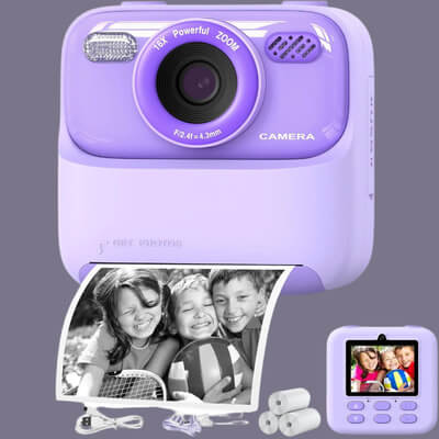 Children's Instant Camera with Dual Lens 1080P