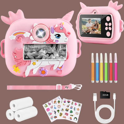 Children's Instant Camera with Dual Lenses and 12MP Resolution