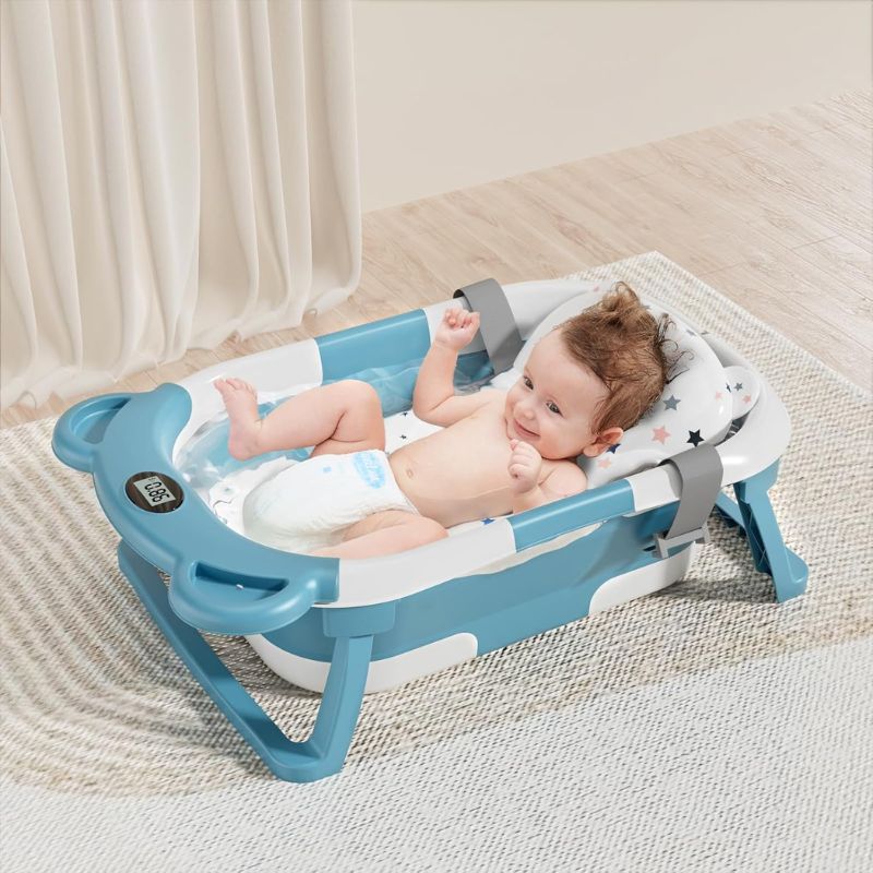 Ergonomic Foldable Baby Bathtub for Infants 0–24 Months