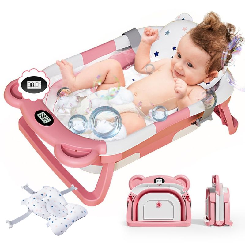 Ergonomic Foldable Baby Bathtub for Infants 0–24 Months