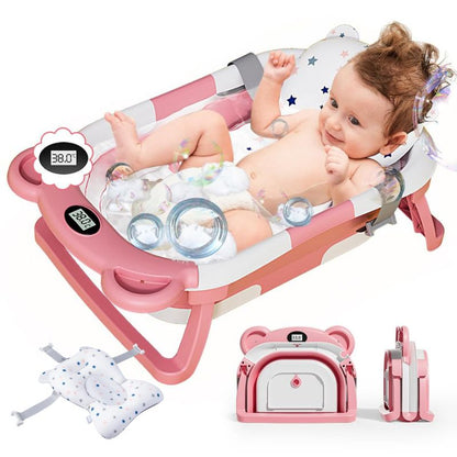 Ergonomic Foldable Baby Bathtub for Infants 0–24 Months