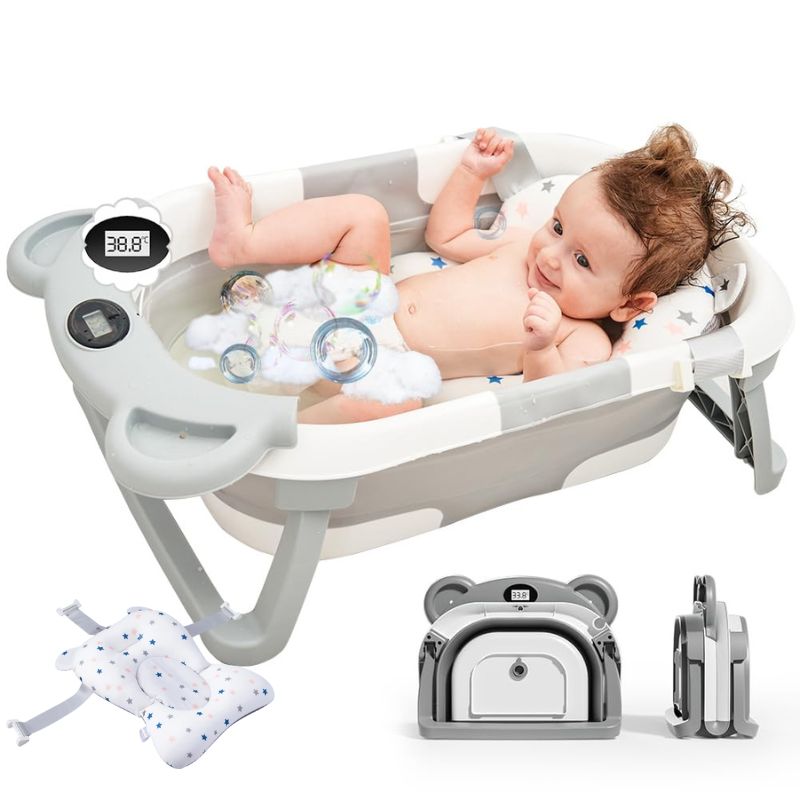 Ergonomic Foldable Baby Bathtub for Infants 0–24 Months