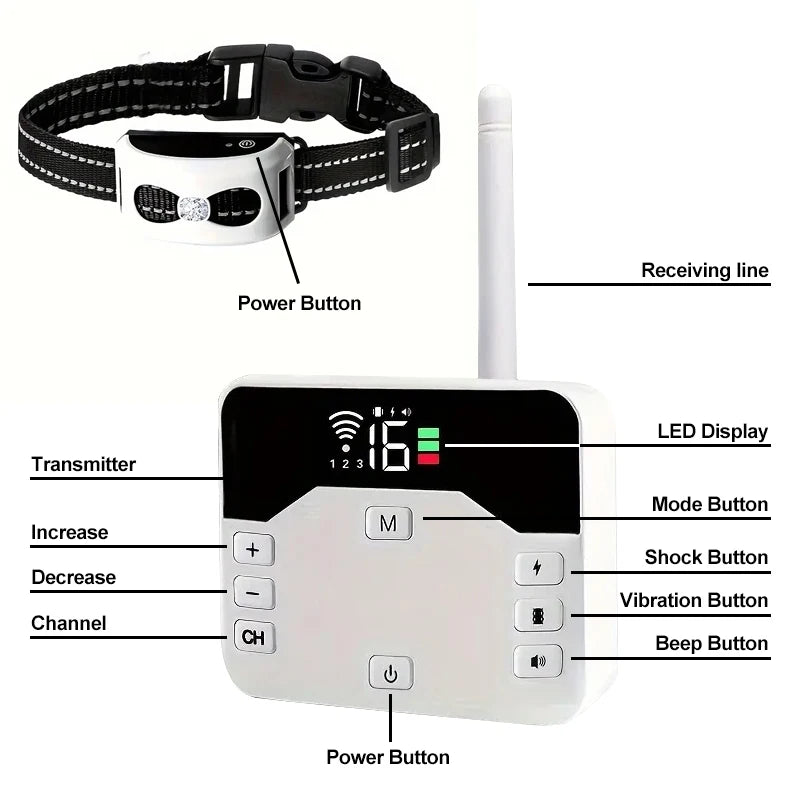 2-in-1 Wireless Dog Fence and Training Collar