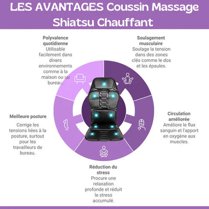 Heated Shiatsu Massage Pillow for Home, Office, and Vehicle