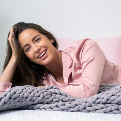 Knitted Weighted Blanket for Stress Relief and Better Sleep
