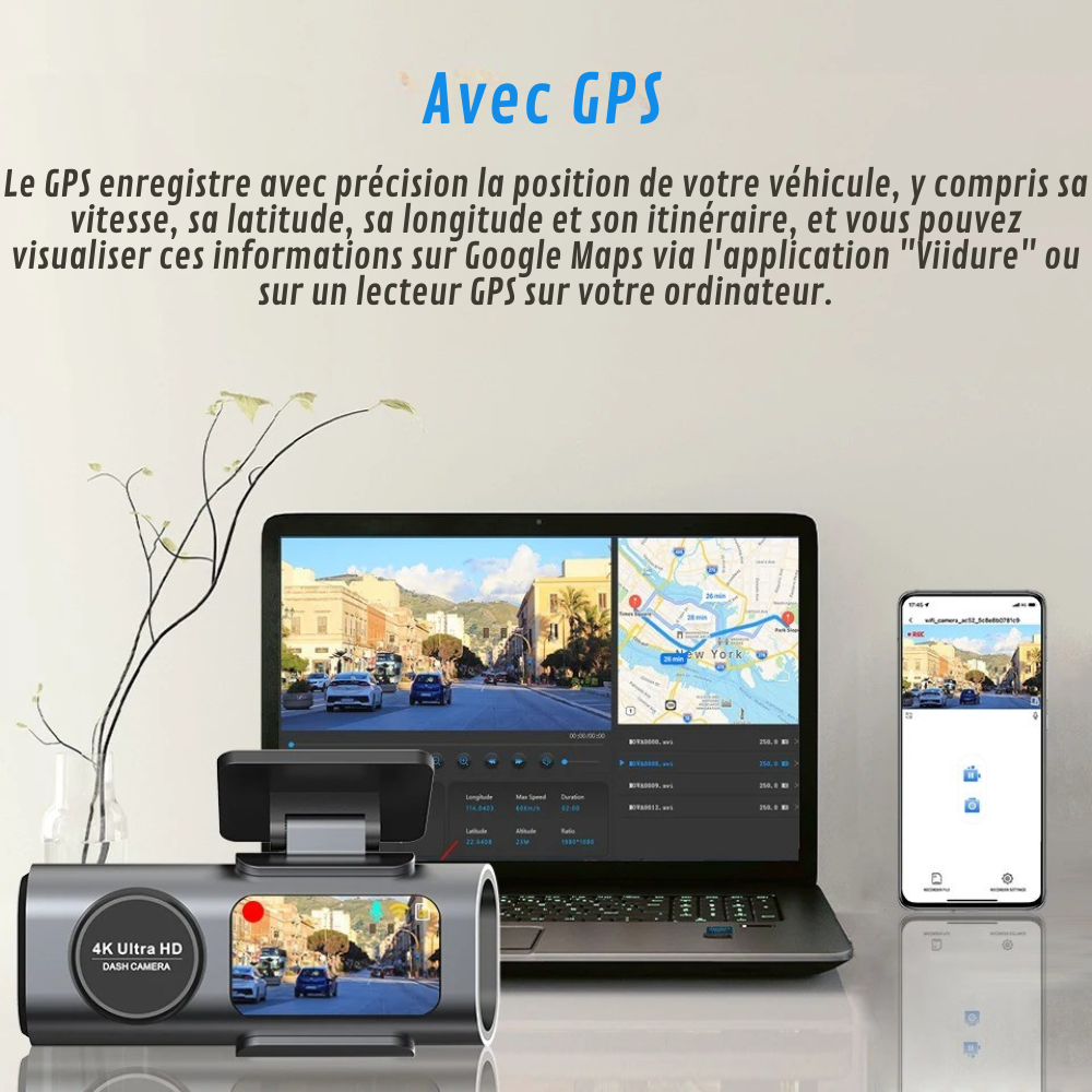 4K Car Dashboard Camera with Integrated GPS Functionality