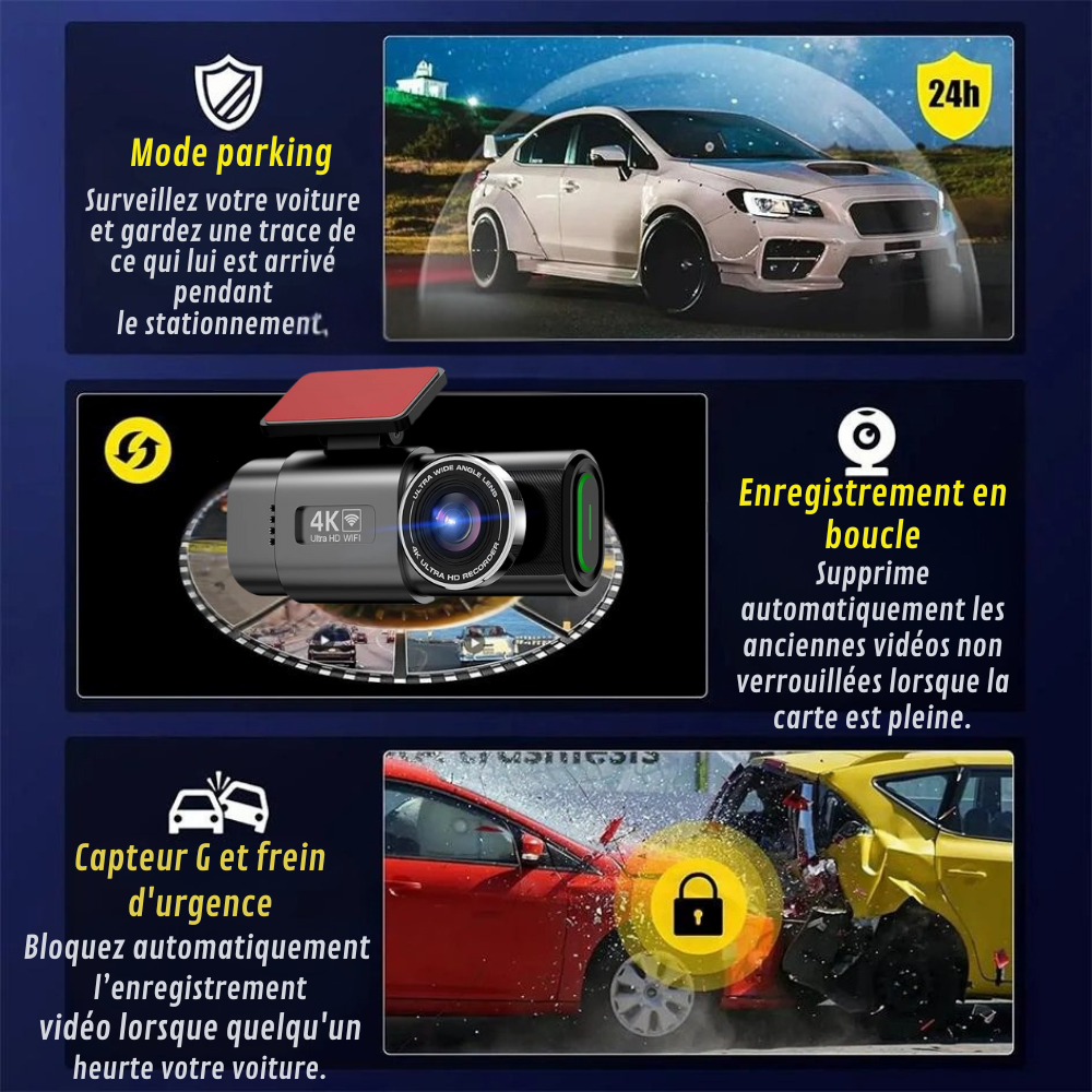 4K Car Dashboard Camera with Integrated GPS Functionality