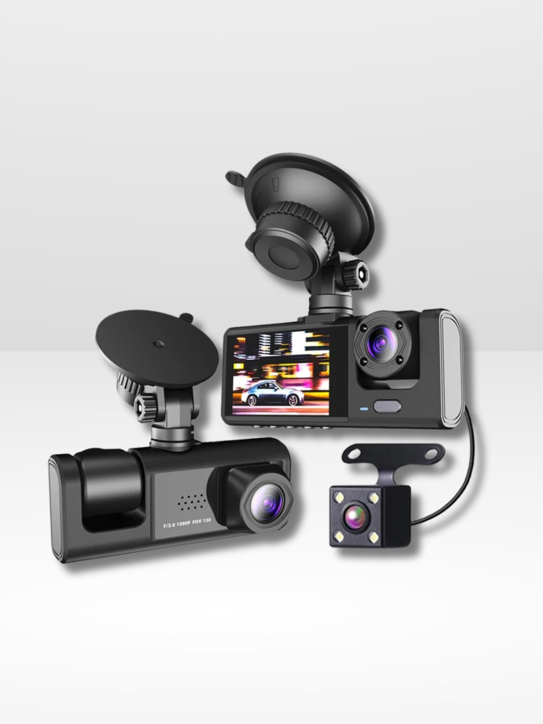 Full HD Dual Camera Dash Cam with Night Vision and Rear Backup Feature
