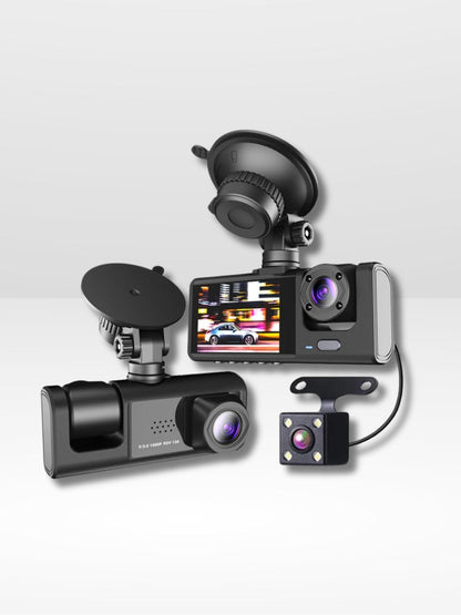 Full HD Dual Camera Dash Cam with Night Vision and Rear Backup Feature